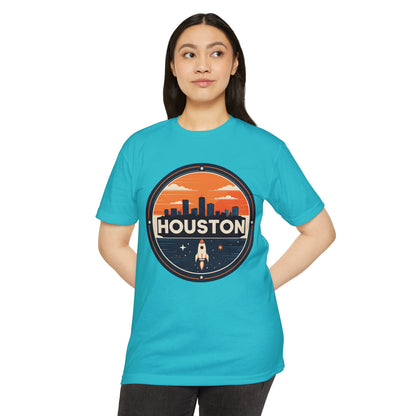Houston Rocket City T-Shirt — Retro Skyline Space Graphic Tee