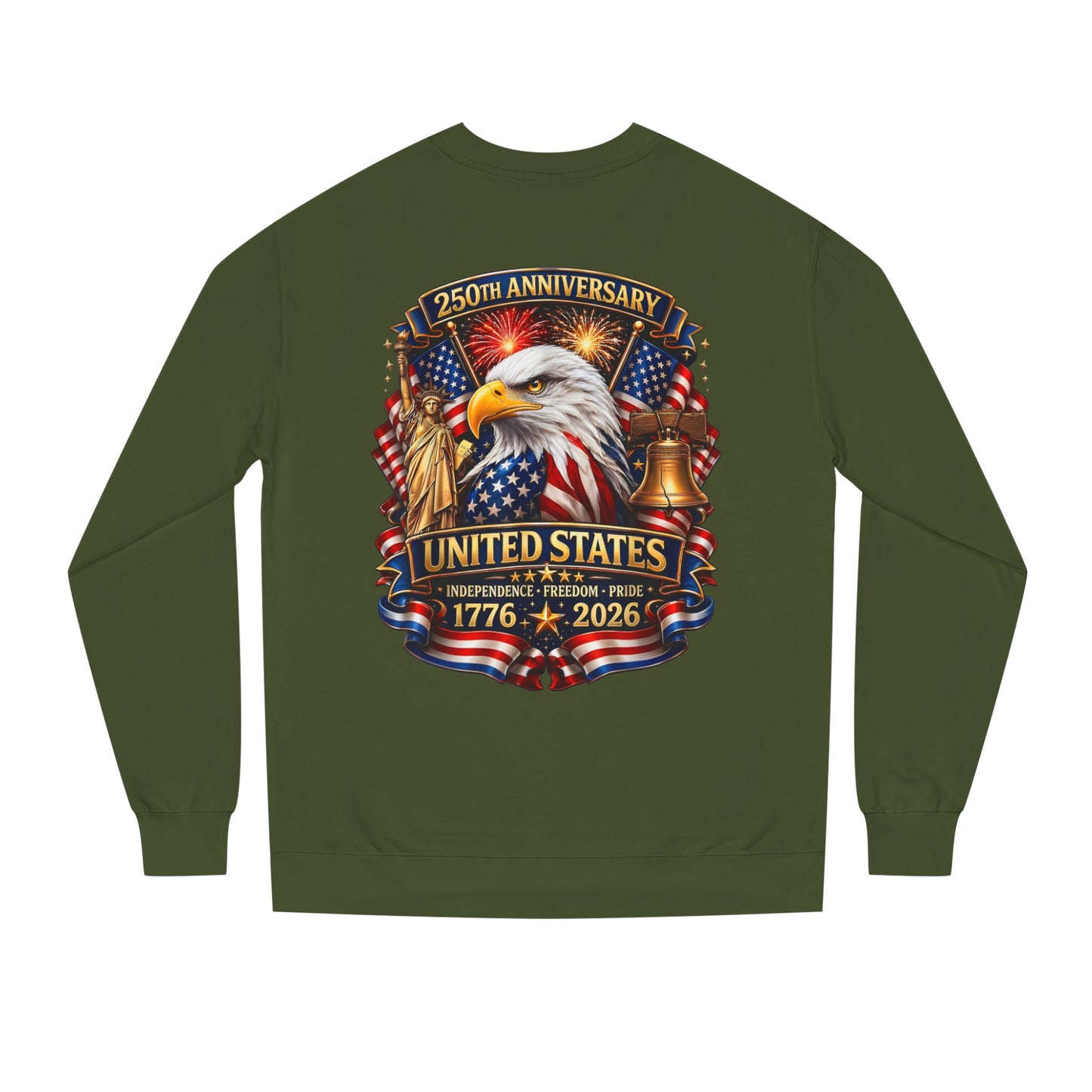 250th Anniversary United States Crewneck Sweatshirt — Eagle & American Flag 1776–2026