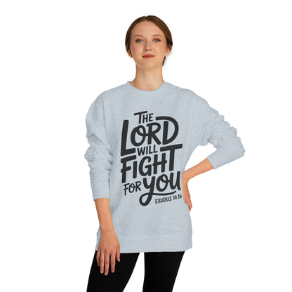 Sweatshirt — “The Lord Will Fight For You” Faith Crewneck (Exodus 14:14)