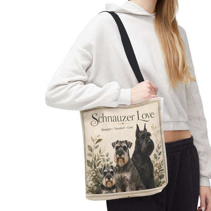 Schnauzer Love Tote Bag — Illustrated Dog Portraits, Miniature Standard Giant