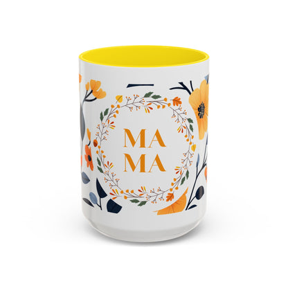 Mama Floral Accent Coffee Mug — Yellow Flower Mother's Day Gift (11/15oz)