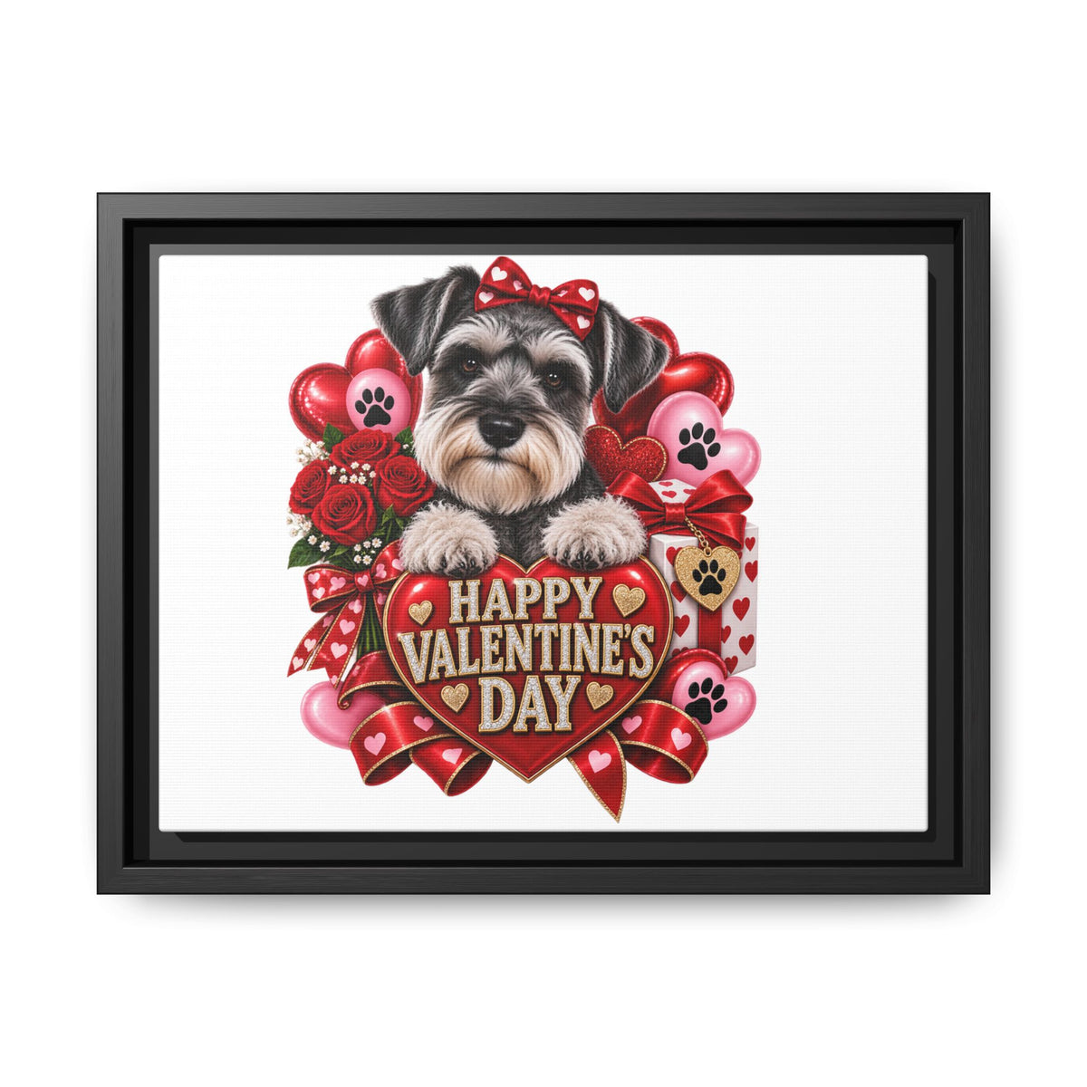 Valentine’s Day Schnauzer Framed Canvas