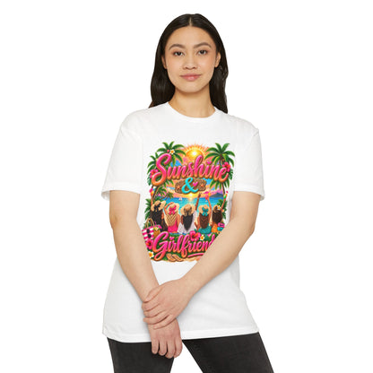 Sunshine & Girlfriends Beach T-Shirt — Tropical Vacation Tee for Friends