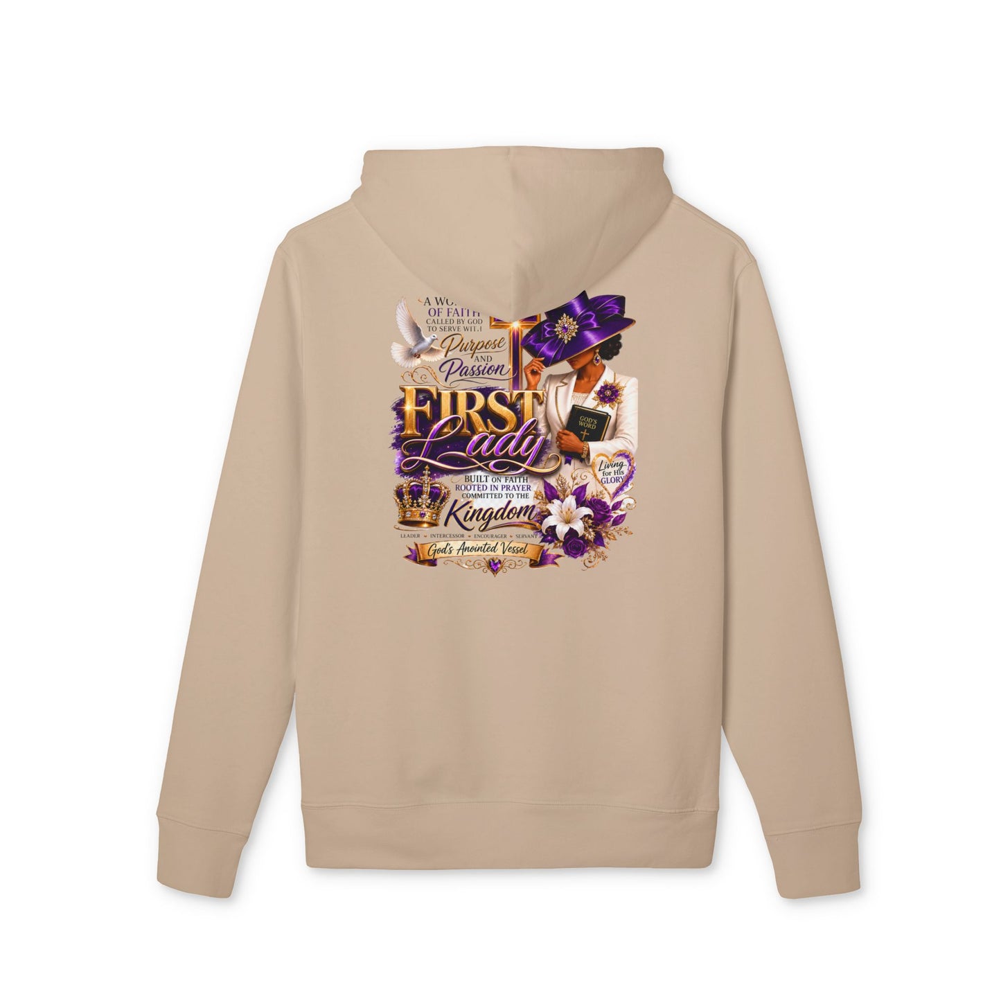 First Lady Inspirational Hoodie — Faith, Family & Royalty Graphic Pullover