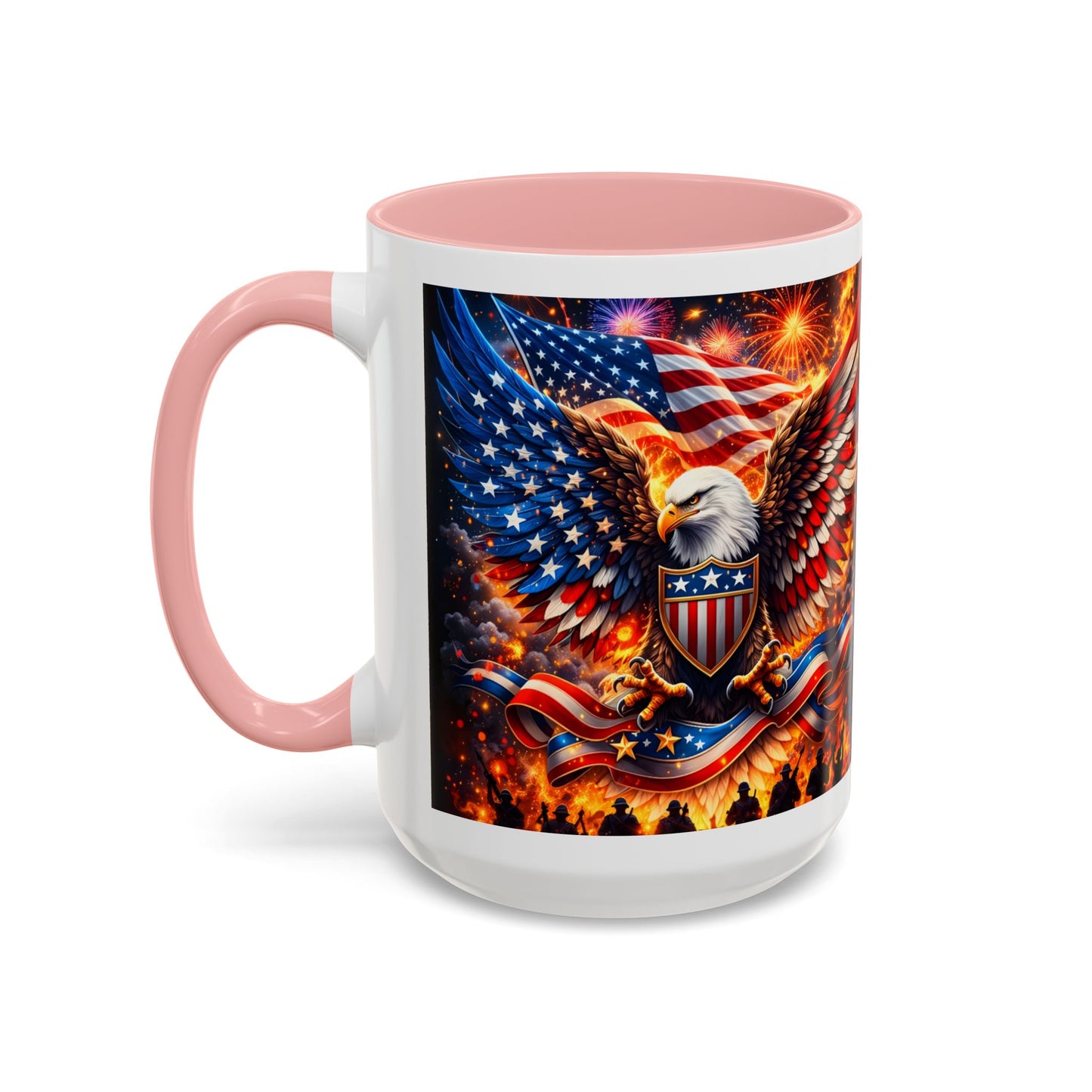 Patriotic Eagle Coffee Mug — American Flag Bald Eagle Accent Mug (11/15oz)