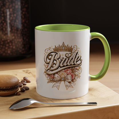 Bride Accent Coffee Mug — Floral Crown Bridal Gift (11/15oz)