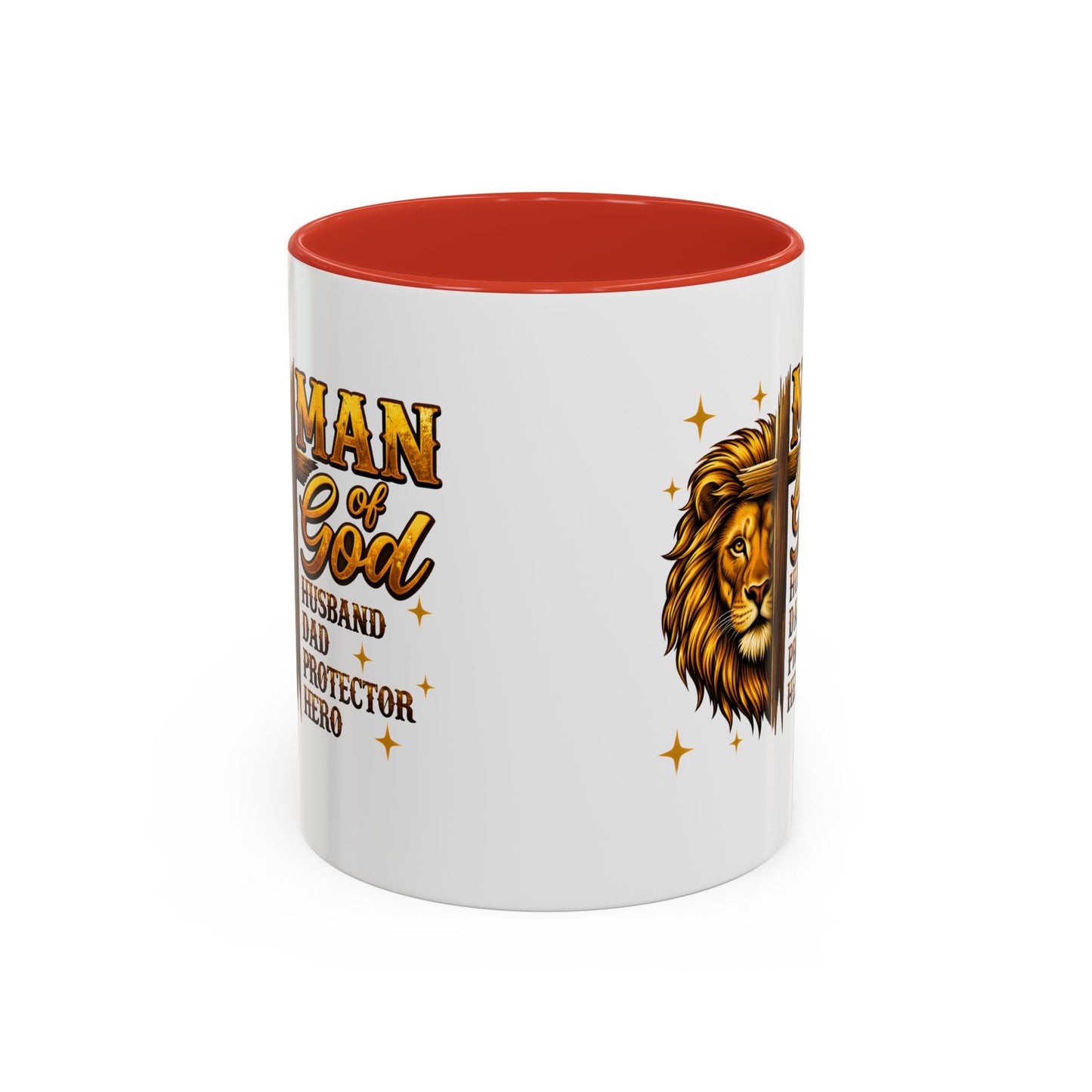 Man of God Lion Coffee Mug — 'Man of God' Religious Gift for Husband, Dad, Protector