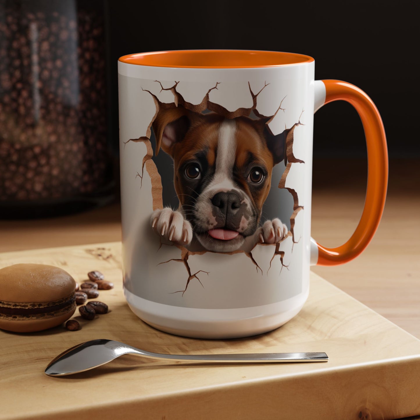 Boxer Puppy Peeking Coffee Mug — Cute Dog 11/15oz Accent Mug