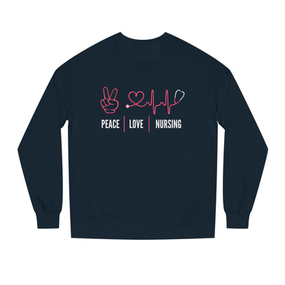 Peace Love Nursing Sweatshirt — Nurse Gifts, Heartbeat & Peace Sign Crewneck