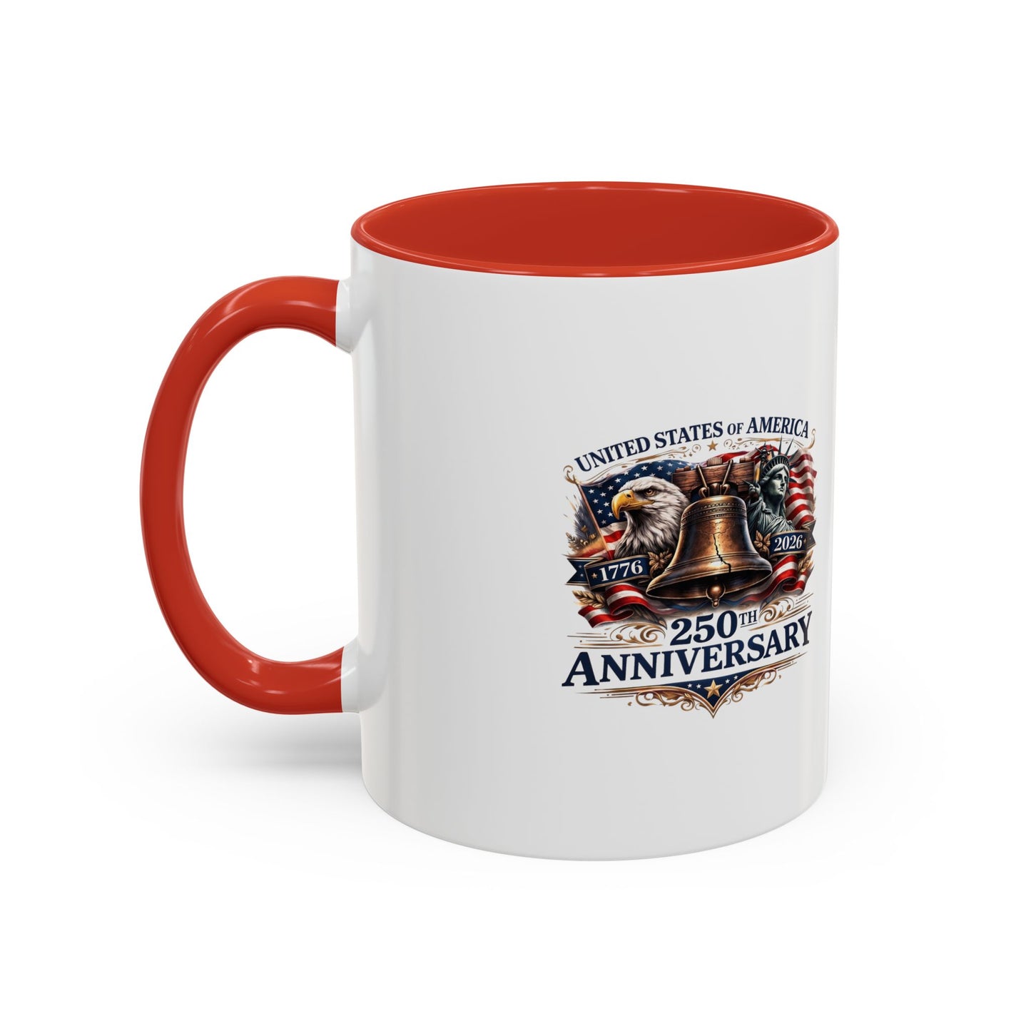 250th Anniversary Accent Coffee Mug — Patriotic United States Bell & Eagle Design (11/15 oz)