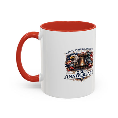 250th Anniversary Accent Coffee Mug — Patriotic United States Bell & Eagle Design (11/15 oz)