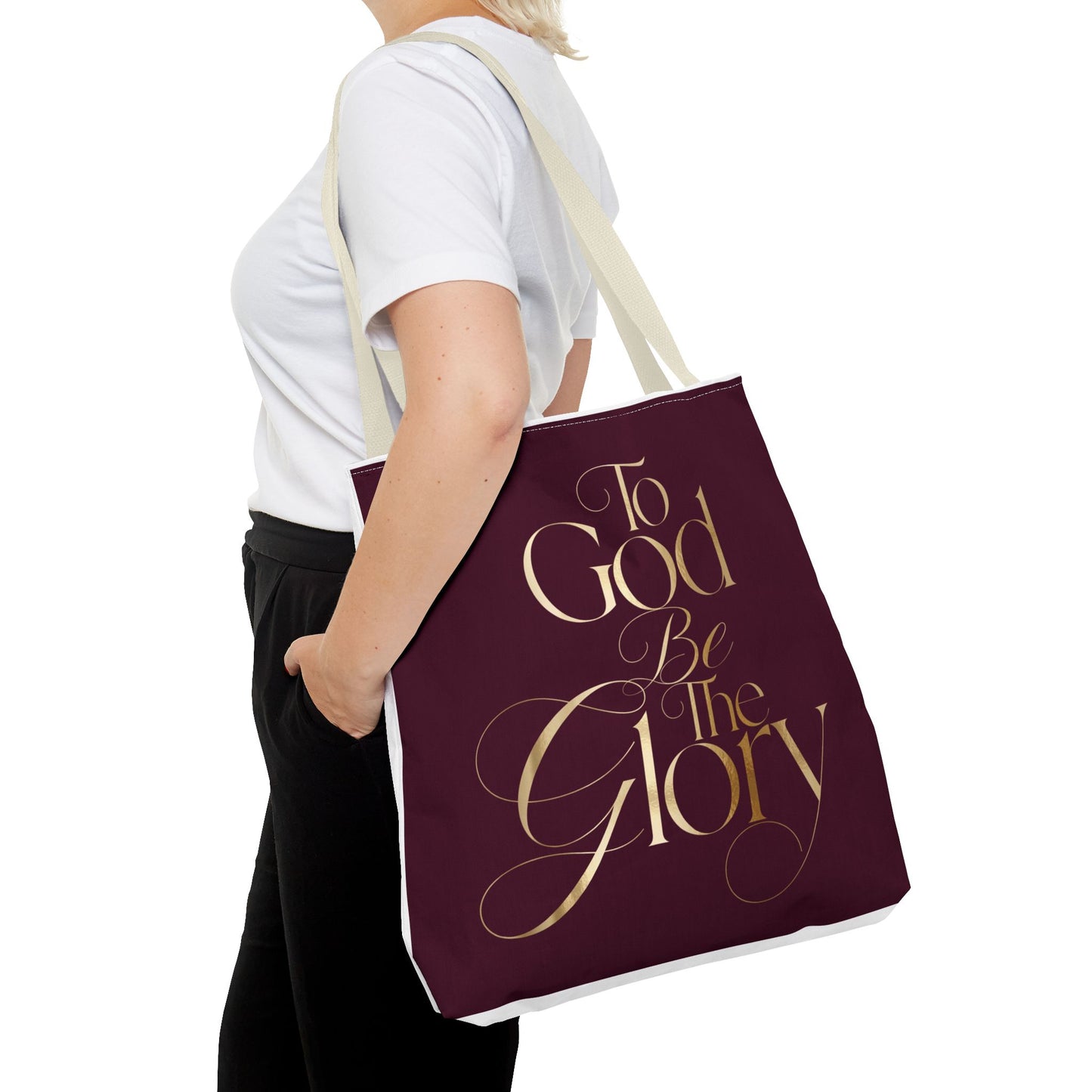 To God Be The Glory Burgundy Tote Bag — Inspirational Christian Scripture Tote