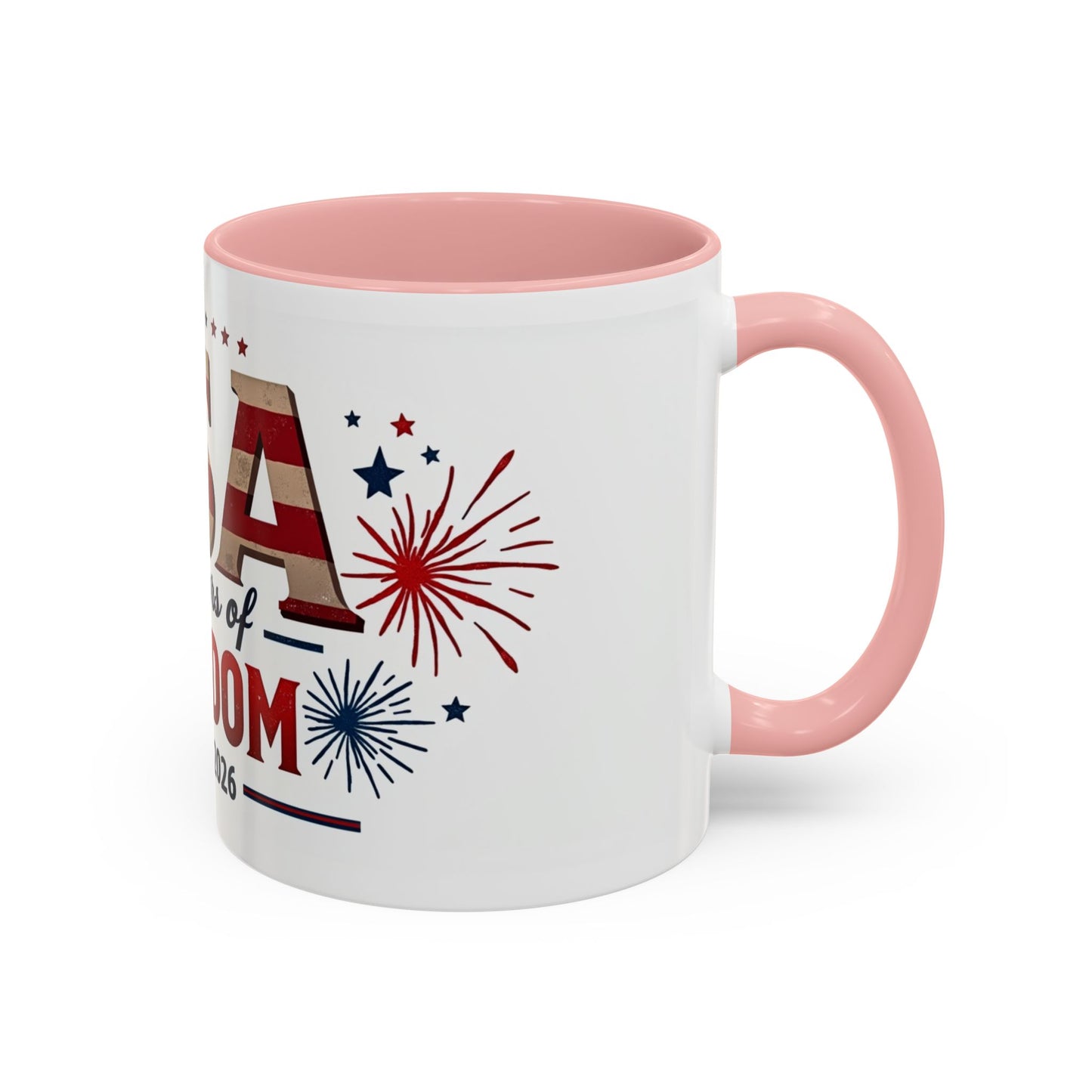 USA 250 Years of Freedom Accent Coffee Mug – 1776–2026 Patriotic Fourth of July Gift