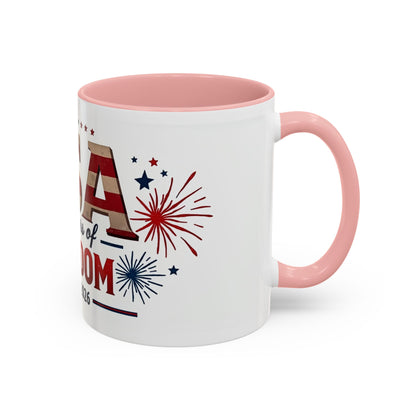 USA 250 Years of Freedom Accent Coffee Mug – 1776–2026 Patriotic Fourth of July Gift