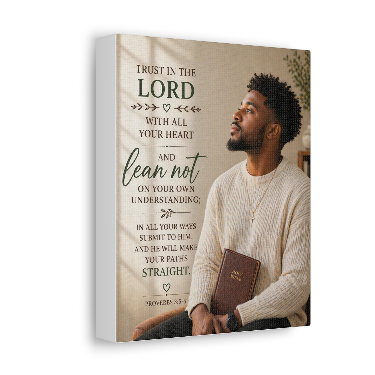 Stretched Canvas — "Trust in the Lord" Inspirational Bible Verse Wall Art (Proverbs 3:5-6)