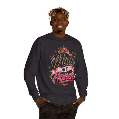 Maid of Honor Sweatshirt — Pink Script Bridal Party Crewneck
