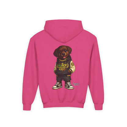 Youth Hoodie — 'Black History Kid' Puppy Graphic Sweatshirt