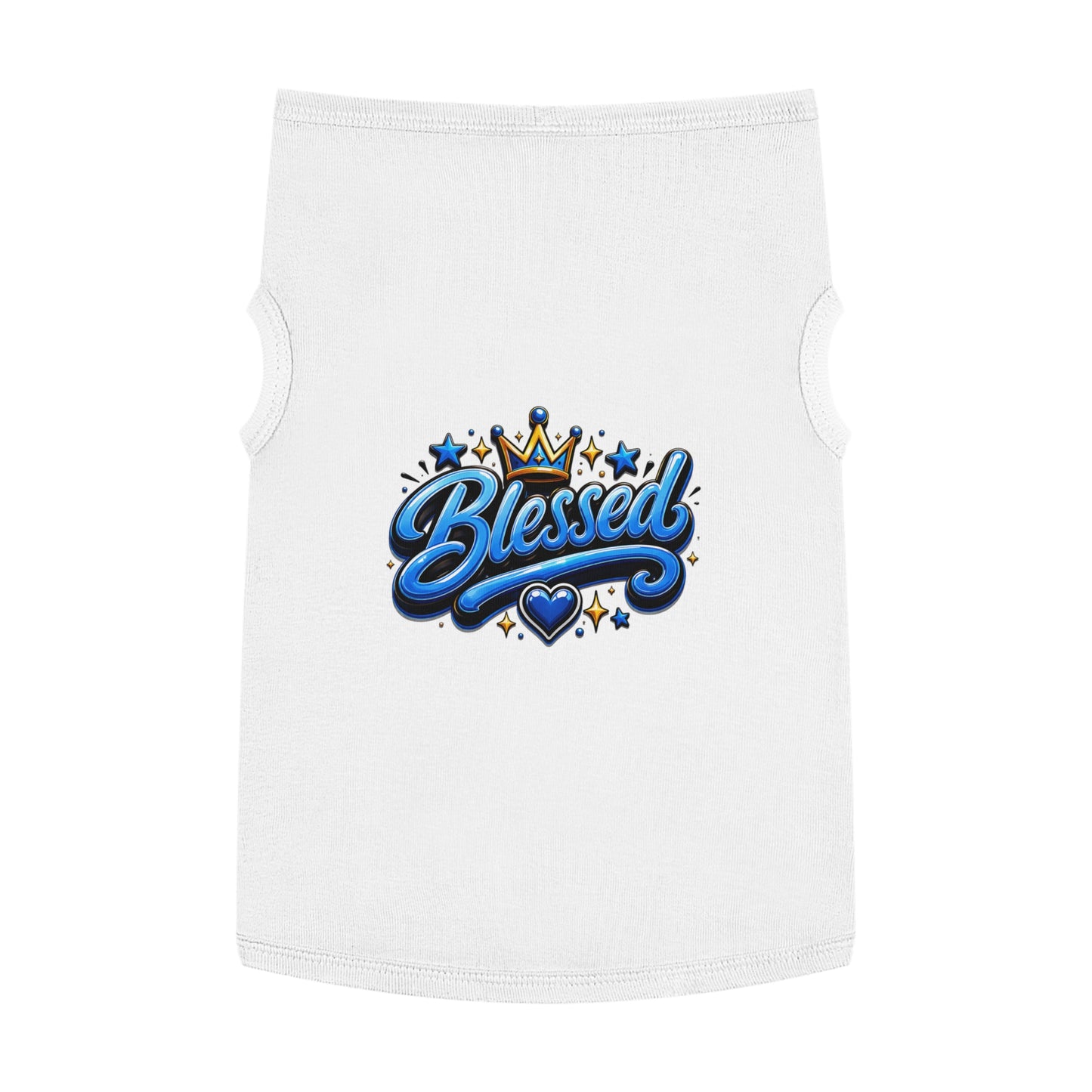 Blessed Pet Tank Top - Blue Crown & Heart Puppy Shirt