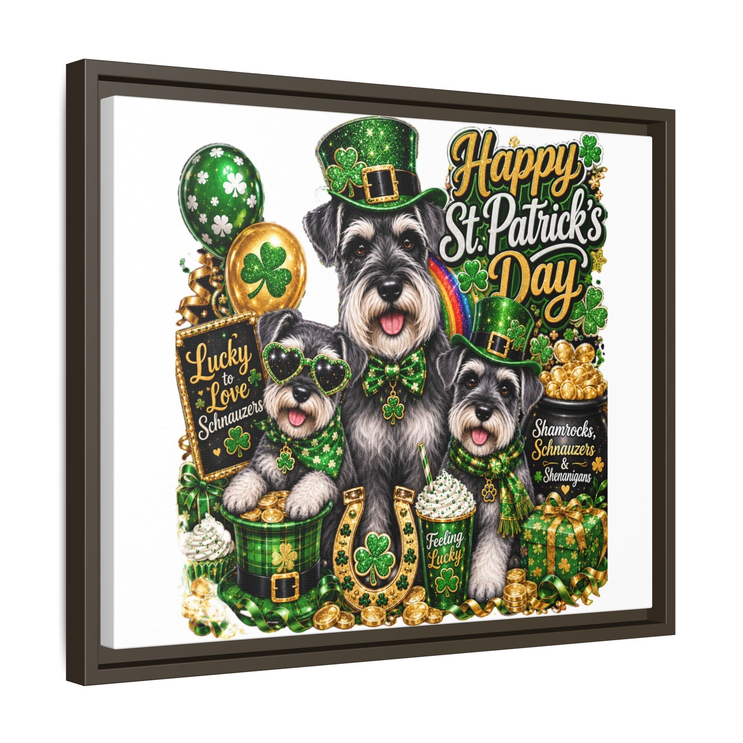 Happy St. Patrick's Day Schnauzer Canvas Print