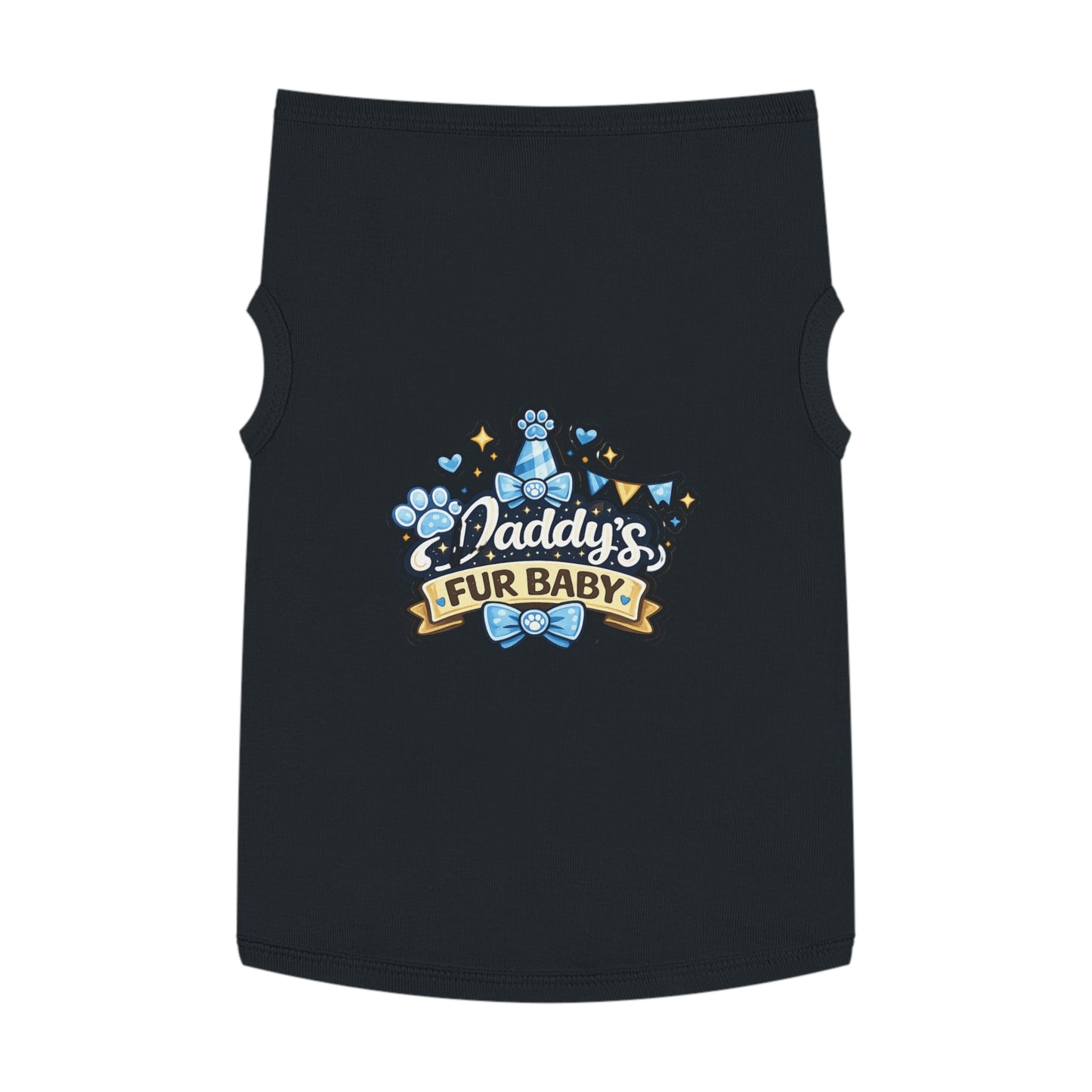 Pet Tank — "Daddy's Fur Baby" Blue Bow Paw Print Dog Tank Top