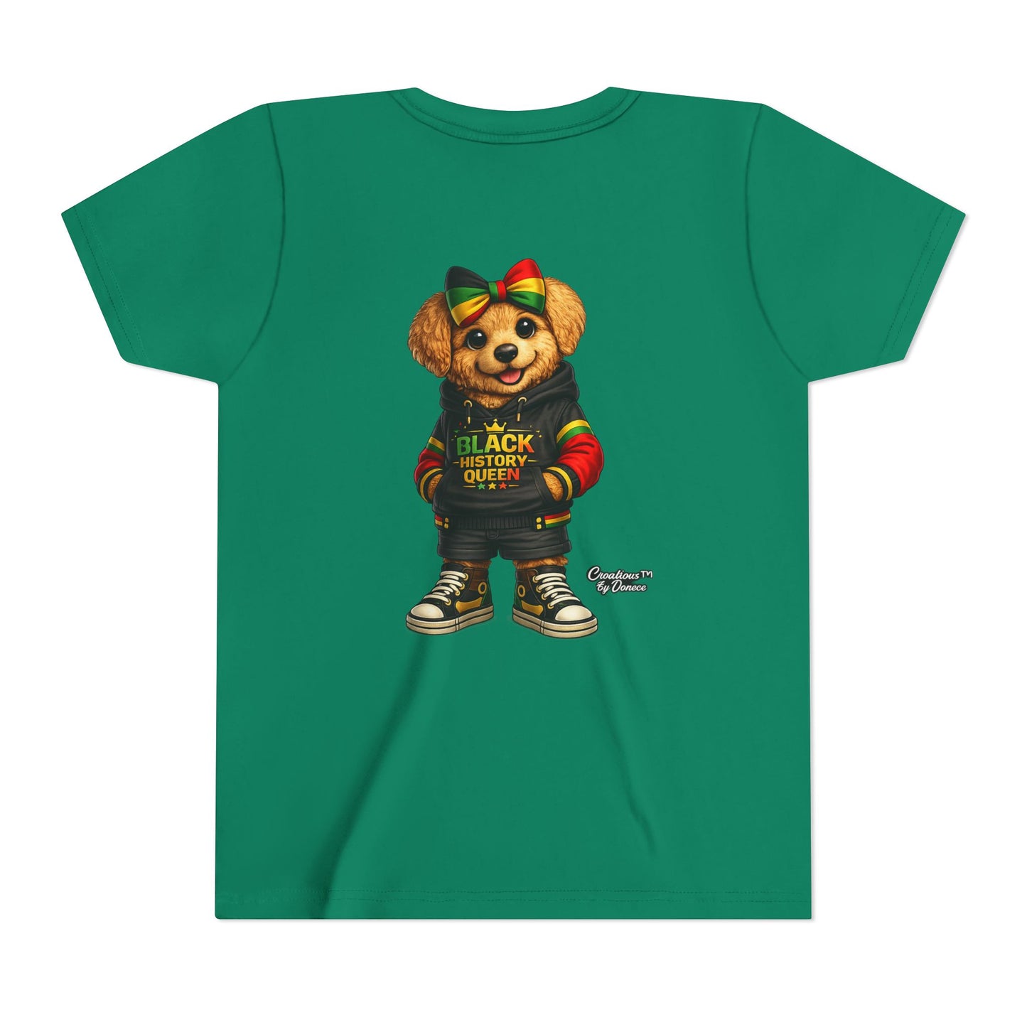 Youth Tee — Black History Queen Bear Graphic T-Shirt