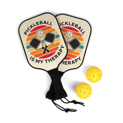 Pickleball Paddle Set — "Pickleball Is My Therapy" Retro Design