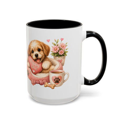 Puppy Love Coffee Mug — Cute Dog Heart Accent Mug (11/15oz)