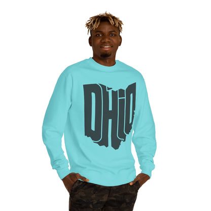 Ohio State Outline Crewneck Sweatshirt — Bold 'OHIO' Map Graphic