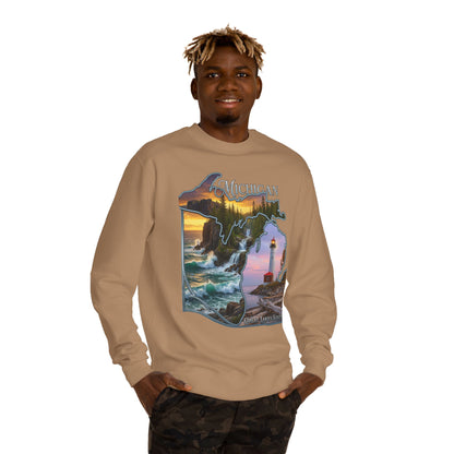 Michigan Lakes State Sweatshirt — Lighthouse & Great Lakes Scenic Pullover