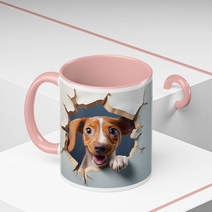Dachshund Peeking Through Wall Accent Coffee Mug – Cute Dog Lover Gift (11/15oz)