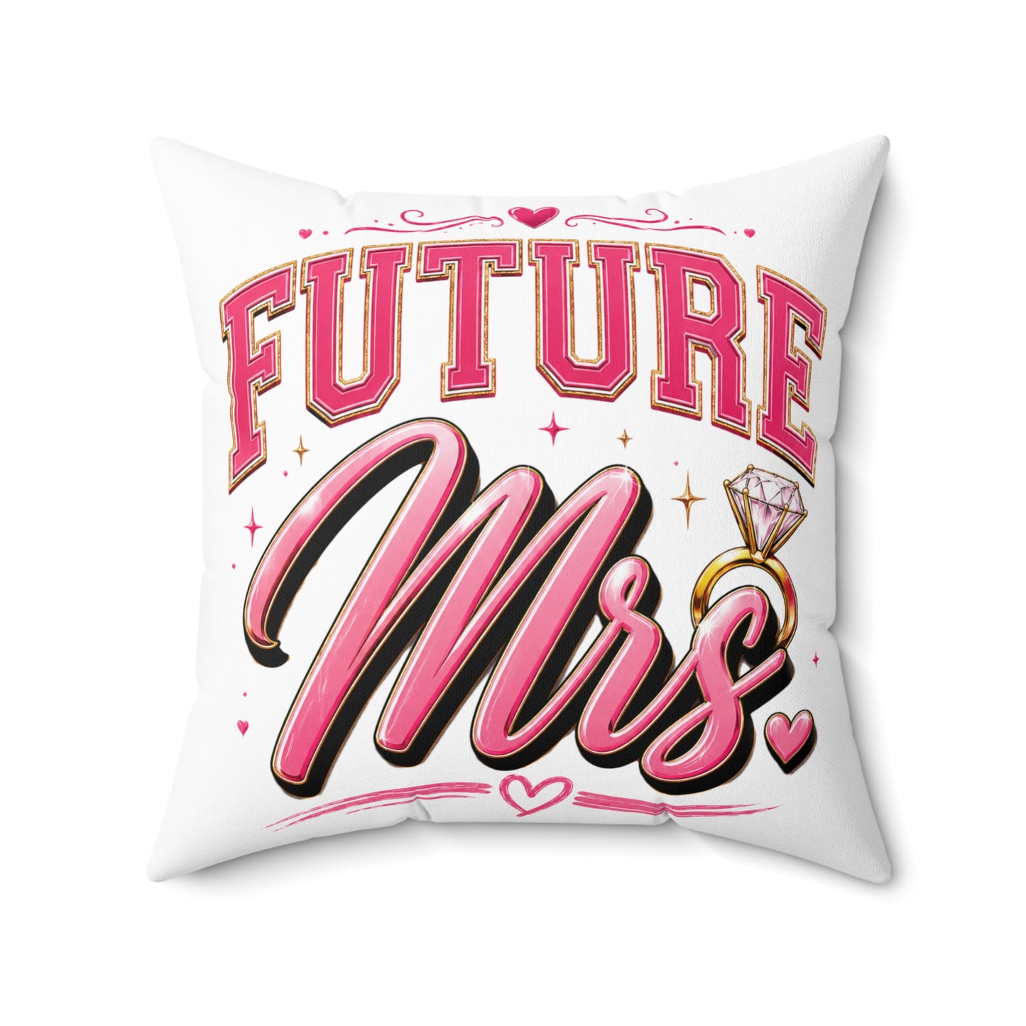Future Mrs. Decorative Pillow — Bridal Engagement Ring Accent Cushion