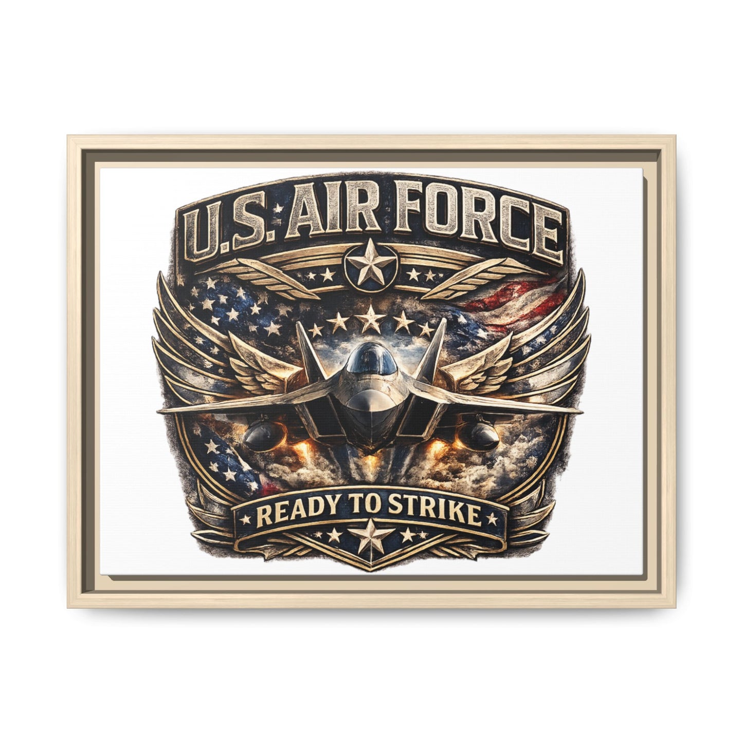 U.S. Air Force Framed Canvas Print – "Ready to Strike" Military Wall Art