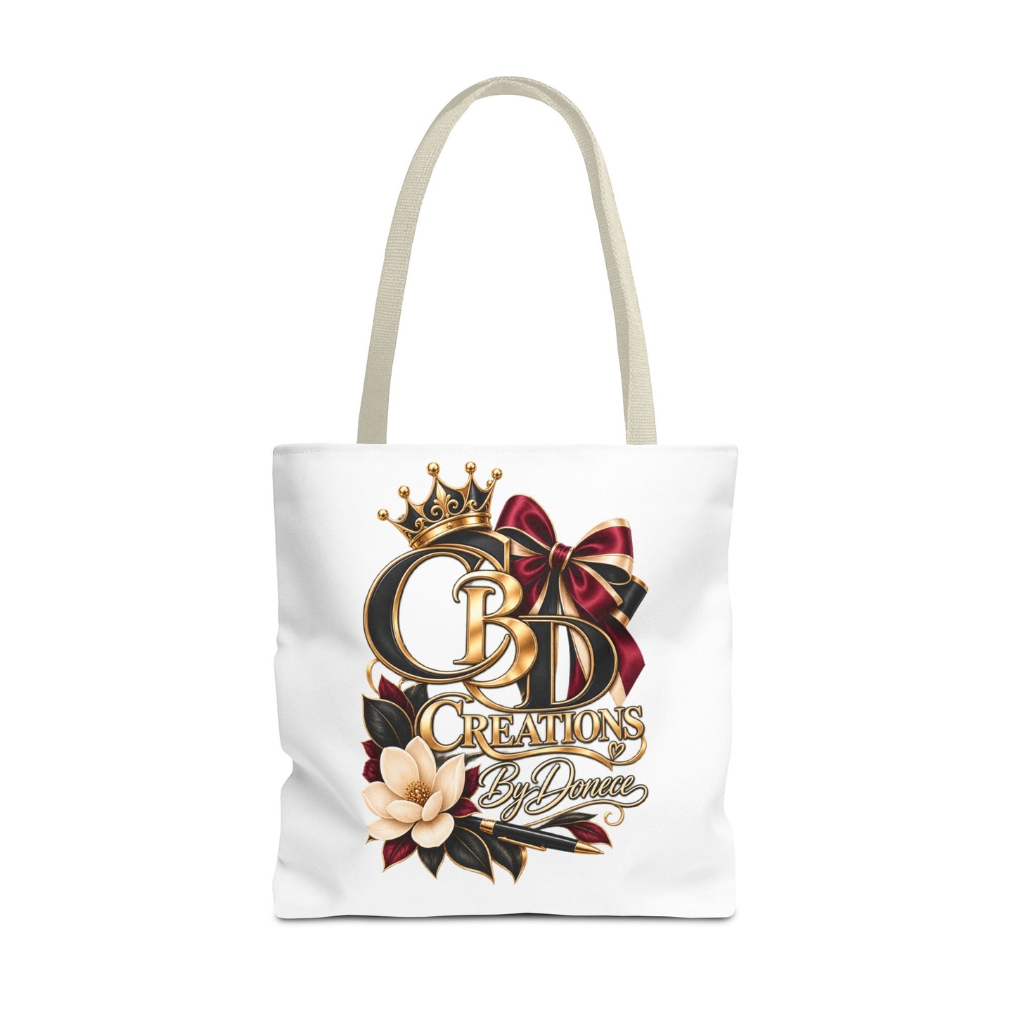 Logo Tote Bag — Elegant Crown & Bow Monogram Tote