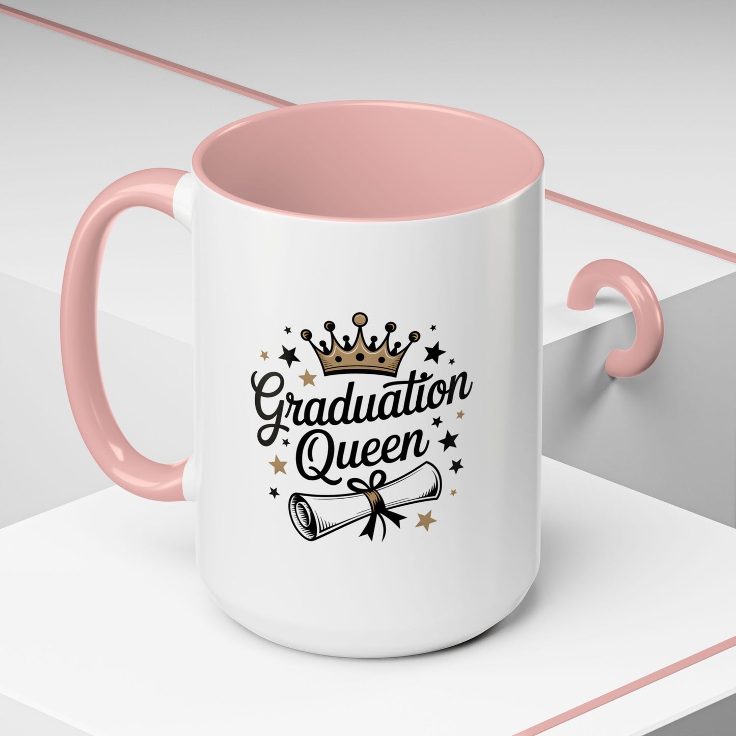 Graduation Queen Accent Coffee Mug — 11/15oz Ceramic Gift with Crown & Diploma Design