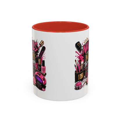 Coffee Mug — "Nails Are My Therapy" Pink Nail Tech Gift