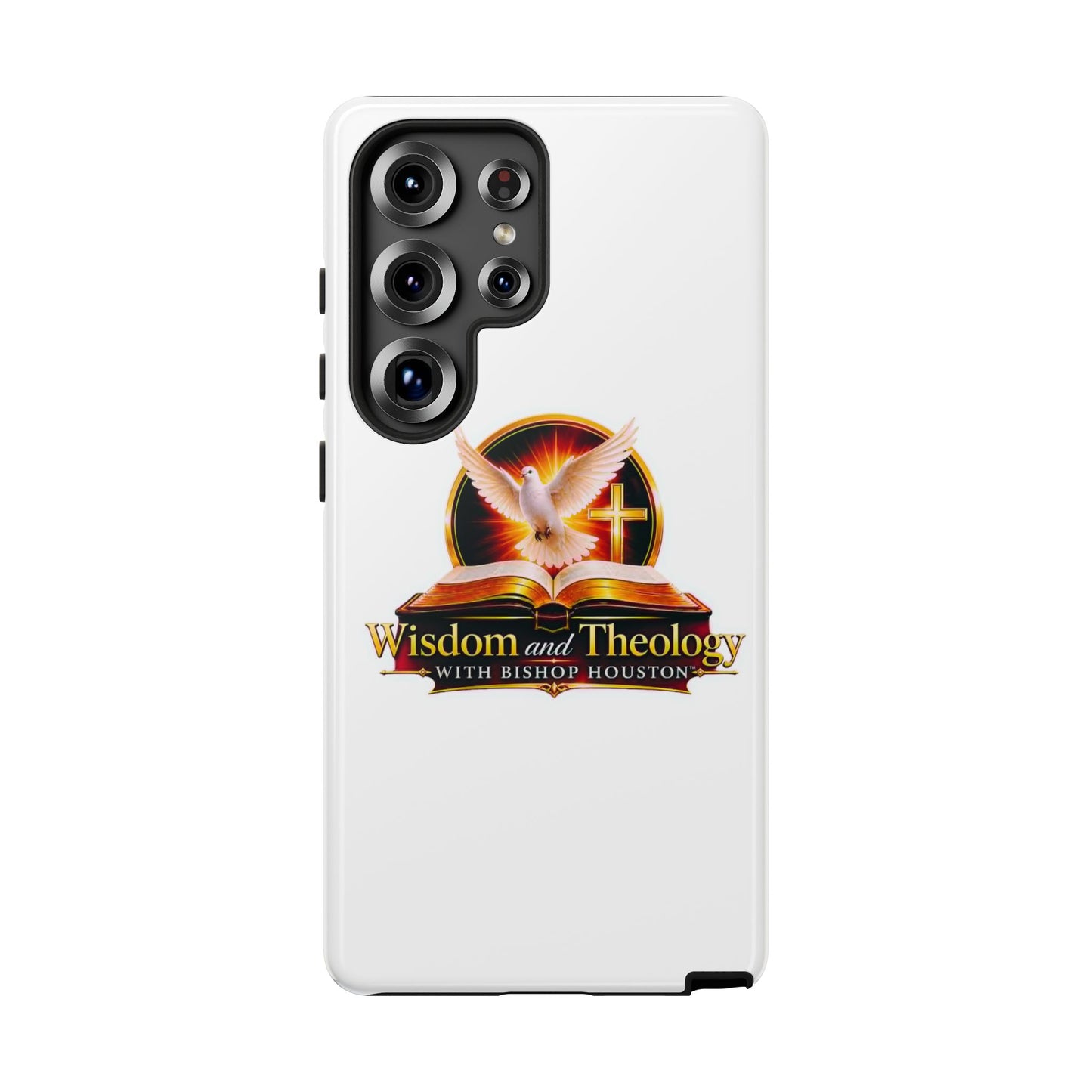 Wisdom and Theology Phone Case — Christian Dove & Cross Protective Tough Case