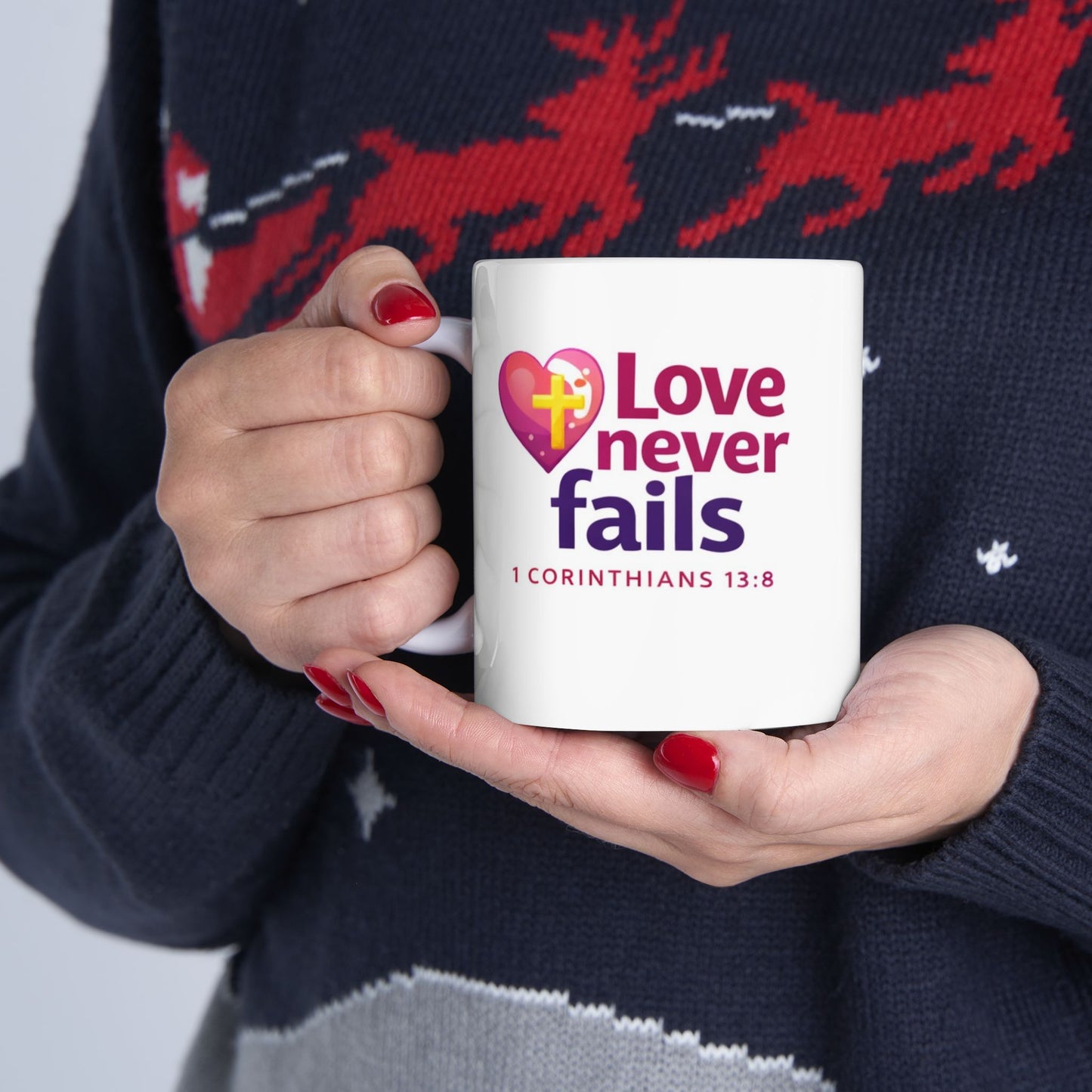 Love Never Fails - 1 Corinthians 13:8 Mug