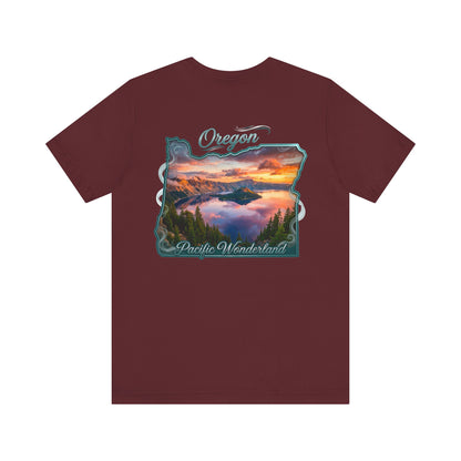 Oregon Pacific Wonderland T‑Shirt — Scenic Sunset State Map Tee