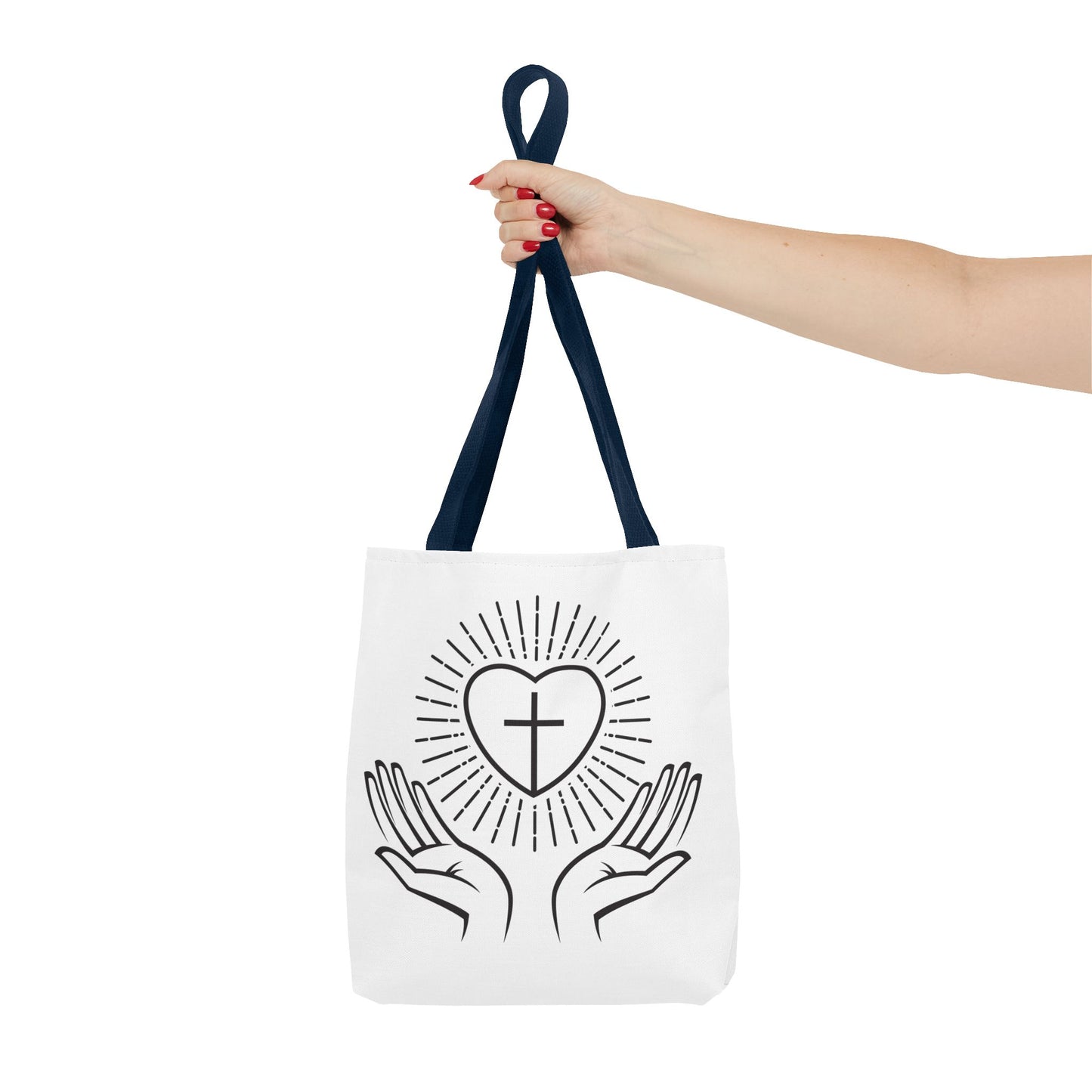 Christian Prayer Tote Bag — Heart & Cross Design