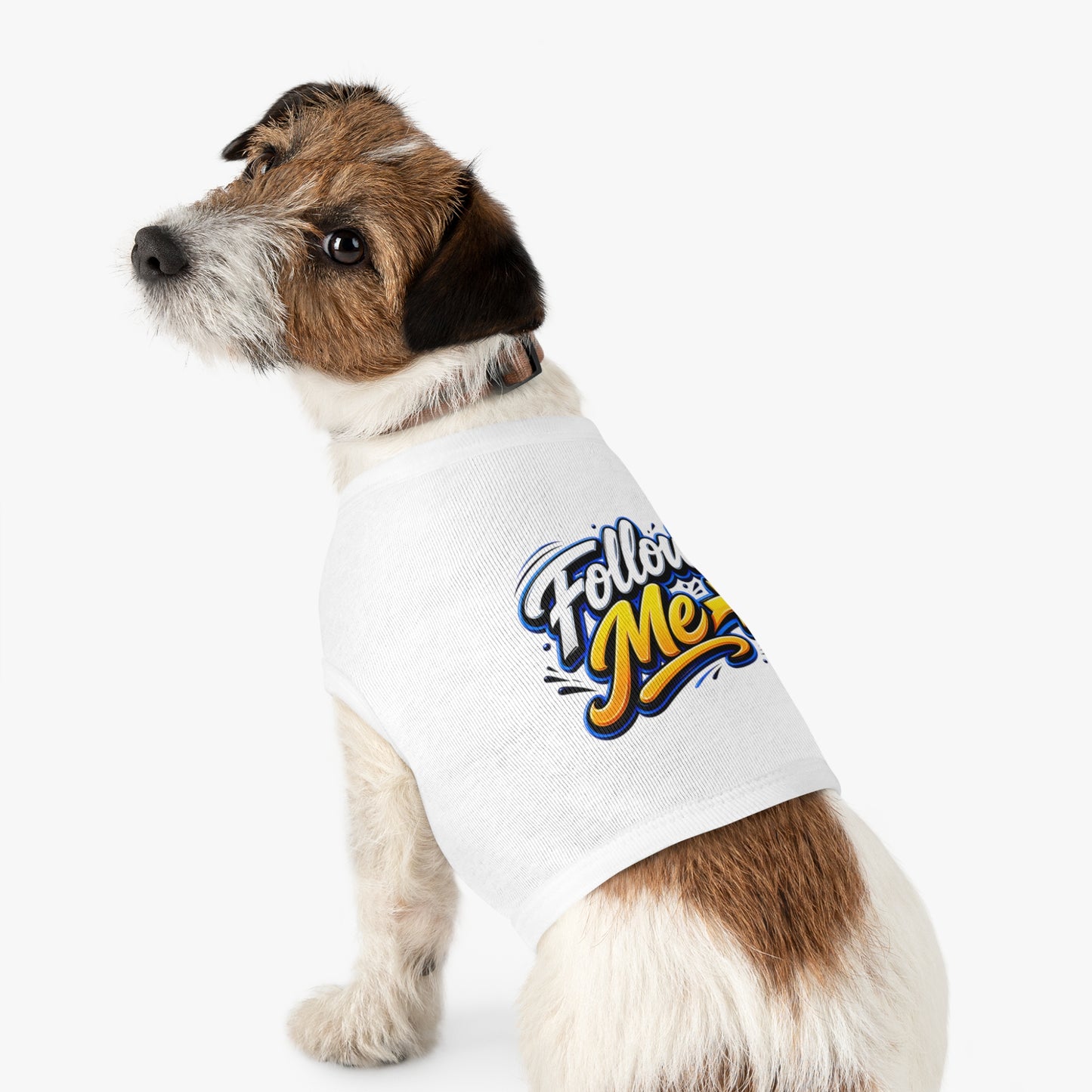 Pet Tank Top - "Follow Me" Graphic Dog Shirt, Reflective Arrow Design for Walks & Training