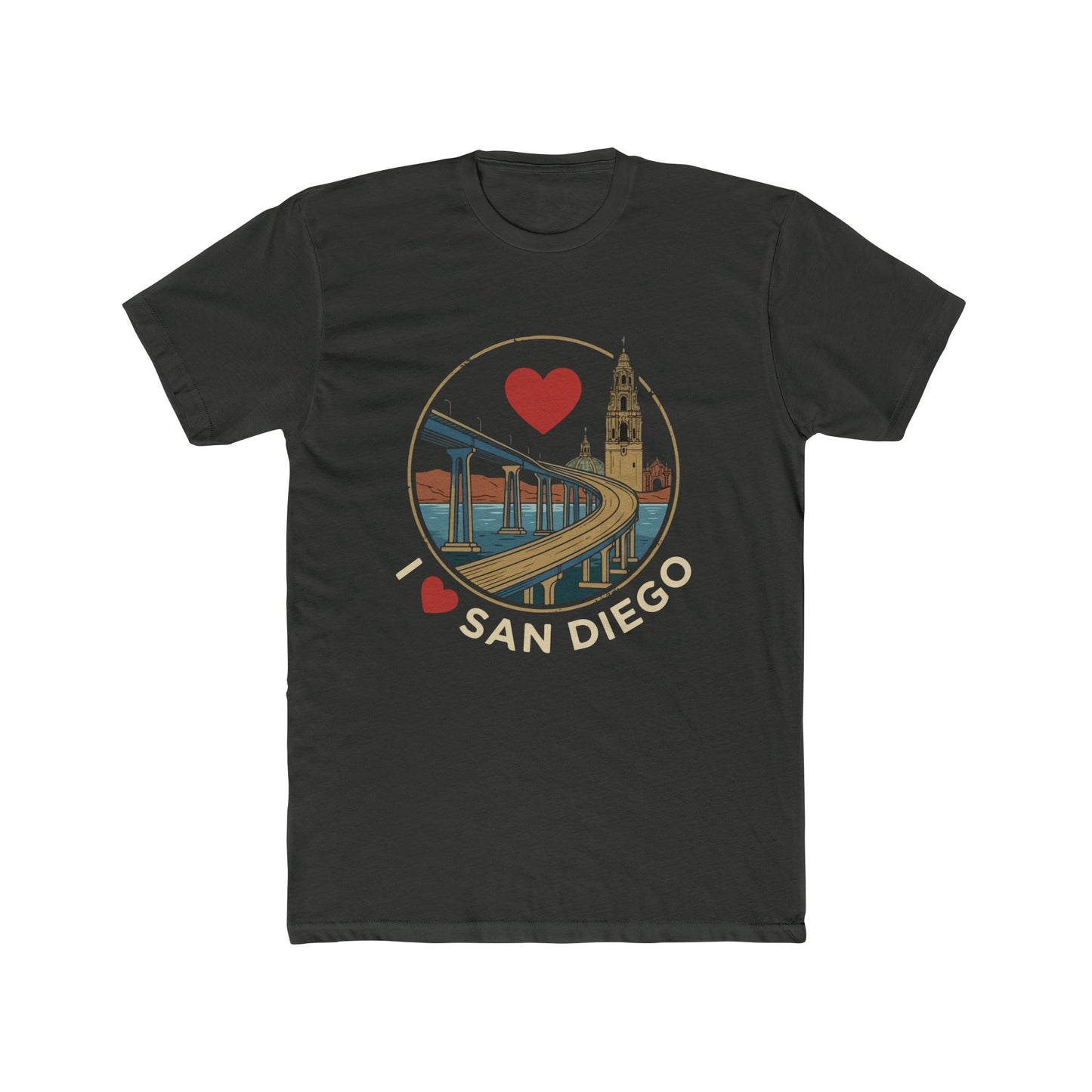 I Heart San Diego Crew Tee — Vintage Bridge & Tower Graphic