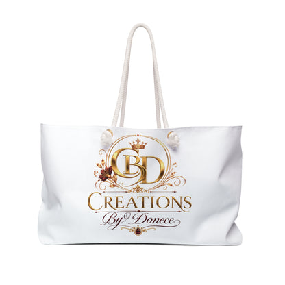 Creations by Donece Logo Weekender Bag — Luxe White Travel Tote