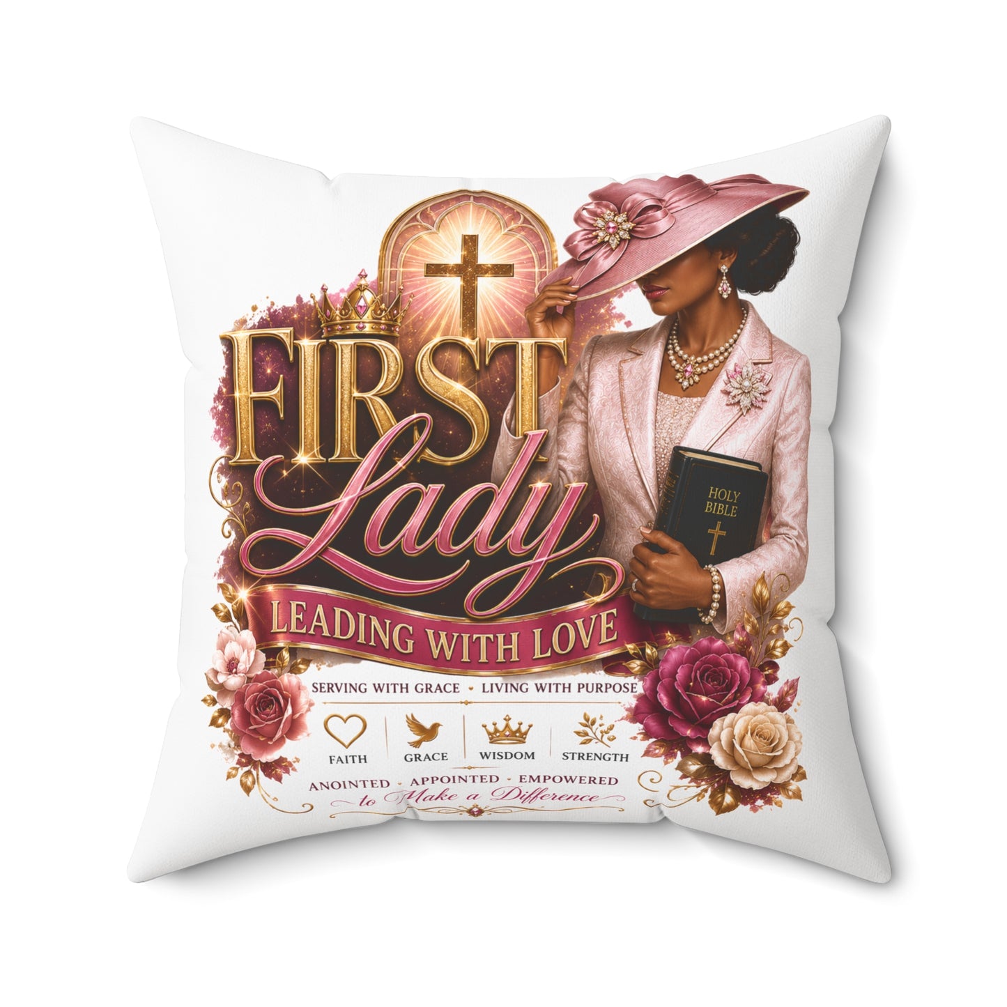 First Lady Decorative Pillow — 'First Lady: Leading With Love' Christian Accent Cushion