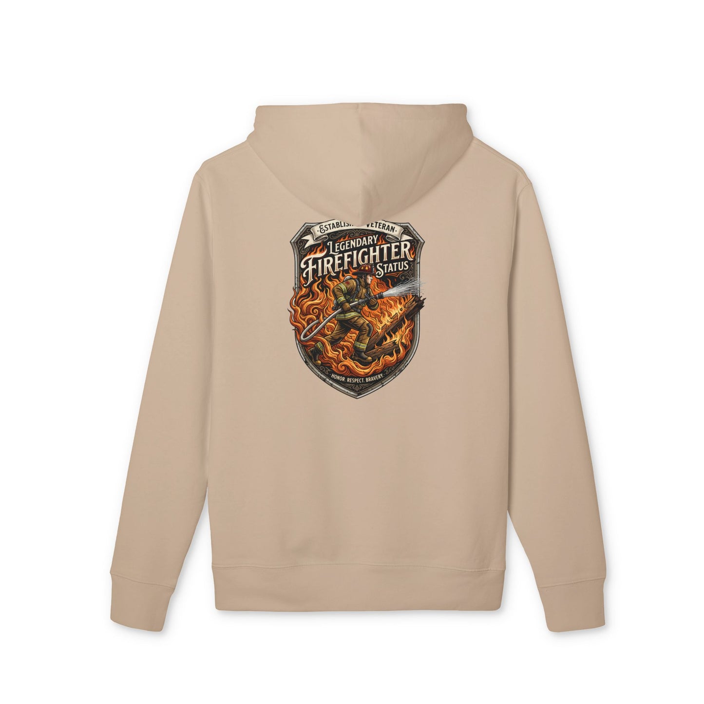 Firefighter Shield Hoodie — Legendary Firefighter Vintage Emblem