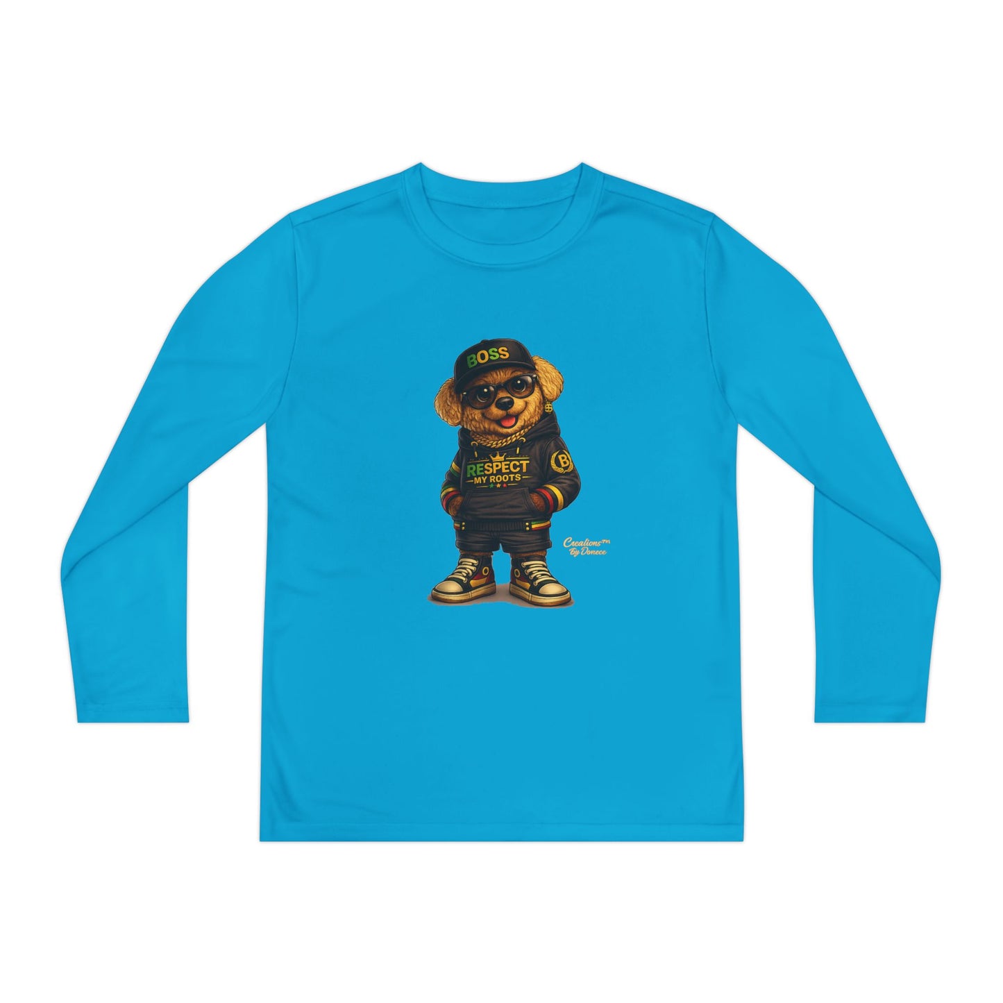 Youth Long Sleeve Tee — Streetwear Bear Graphic, 'Respect' Hip-Hop Kids Shirt