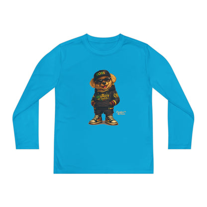 Youth Long Sleeve Tee — Streetwear Bear Graphic, 'Respect' Hip-Hop Kids Shirt