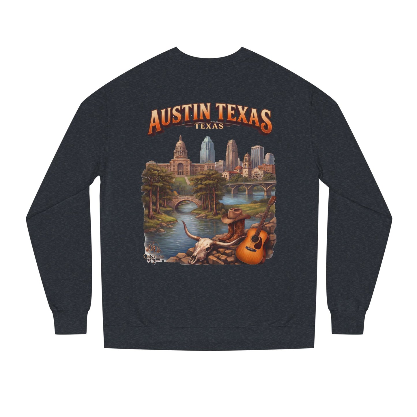 Austin Texas Sweatshirt — Vintage Cityscape & Guitar Crewneck