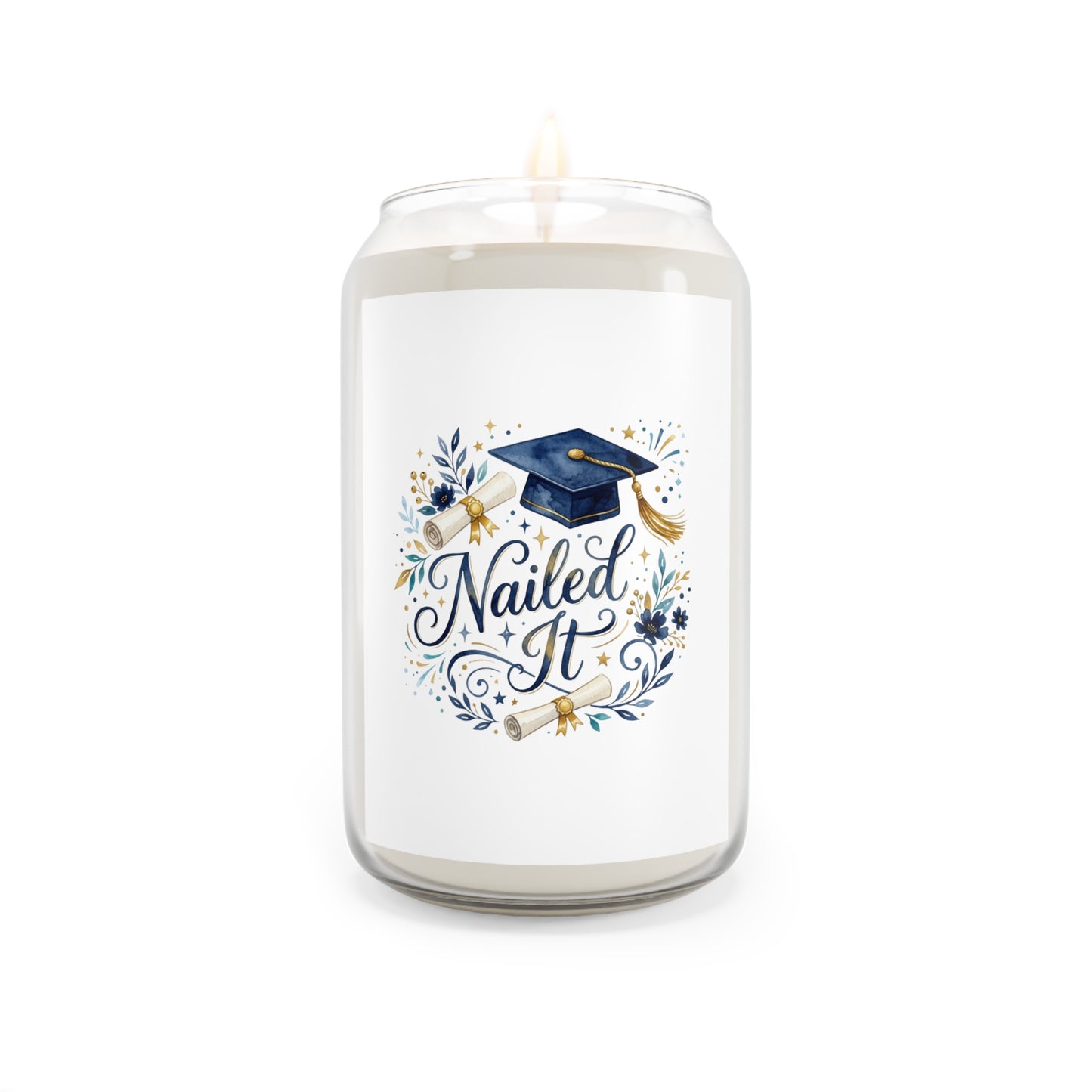 Graduation Scented Candle — "Nailed It" Cap & Diploma 13.75oz Soy Candle