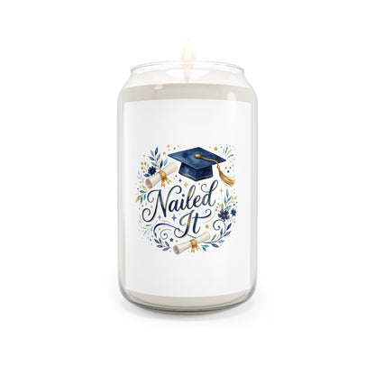Graduation Scented Candle — "Nailed It" Cap & Diploma 13.75oz Soy Candle