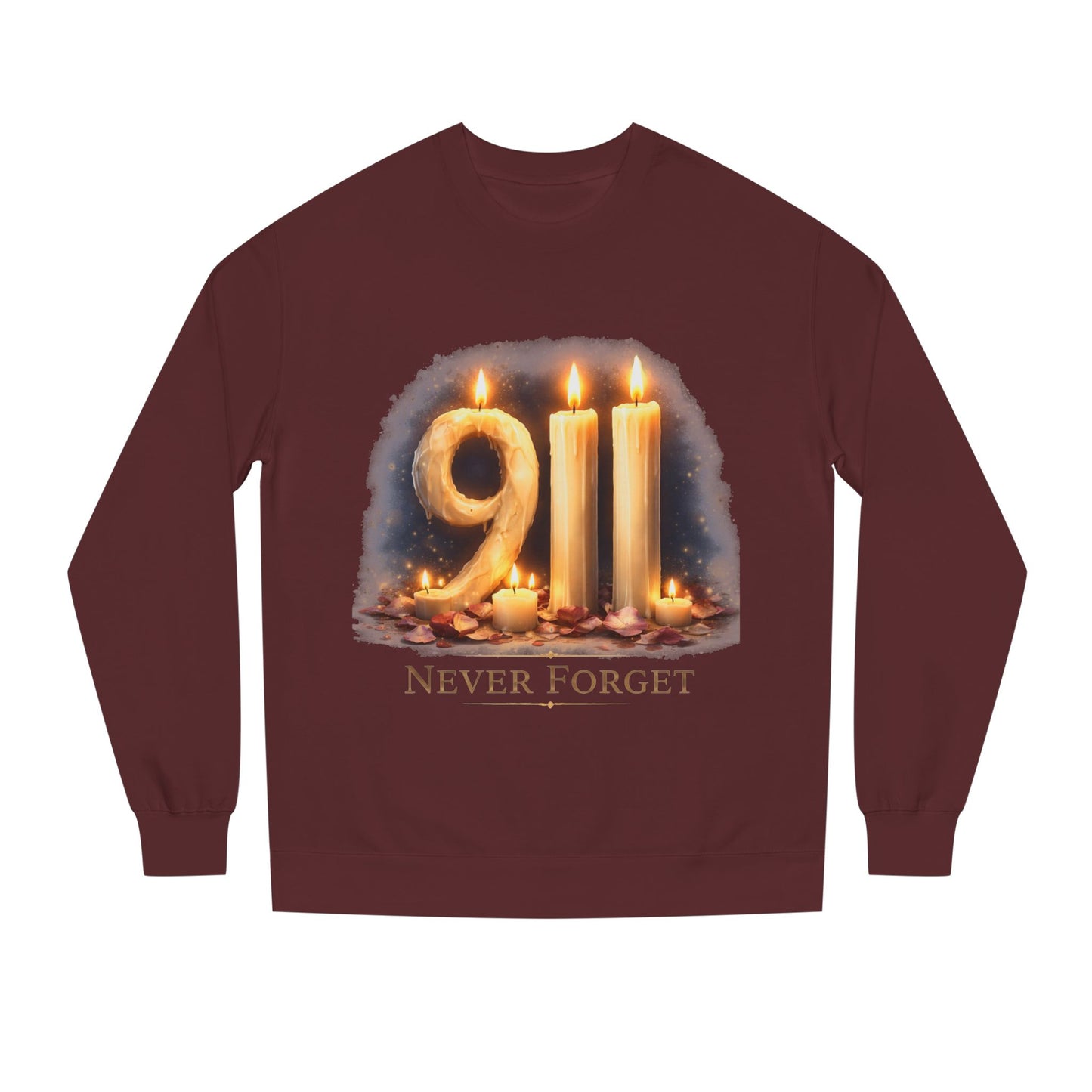 9/11 Never Forget Crewneck Sweatshirt — Memorial Tribute Pullover